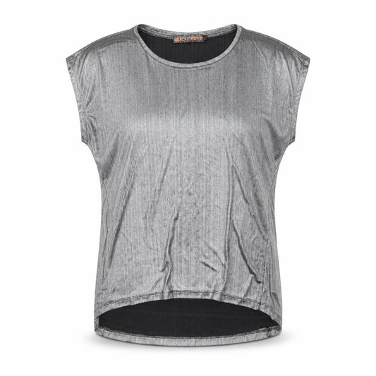 Womens UK Size S QED London Silver Basic T-Shirt