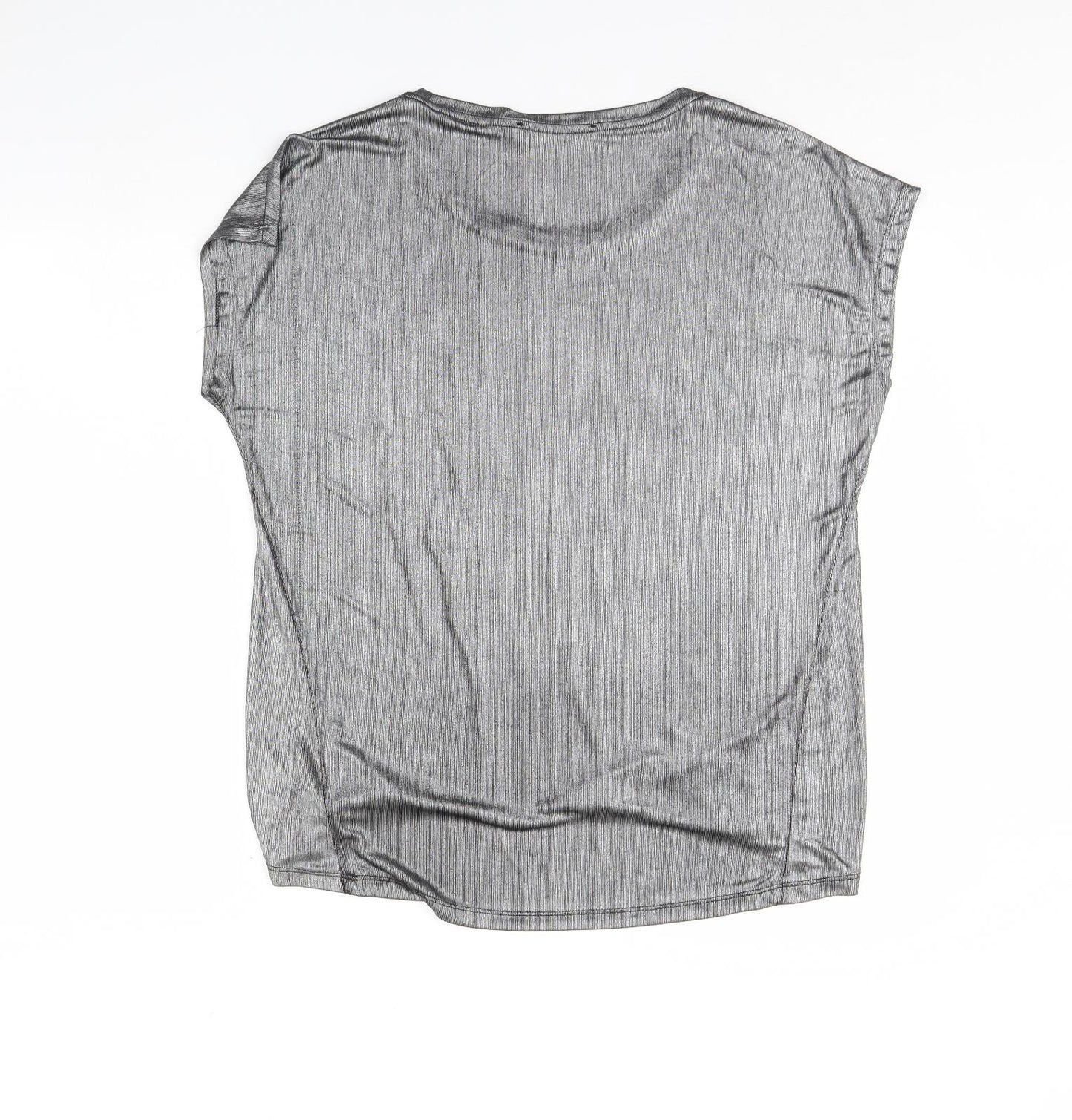 Womens UK Size S QED London Silver Basic T-Shirt