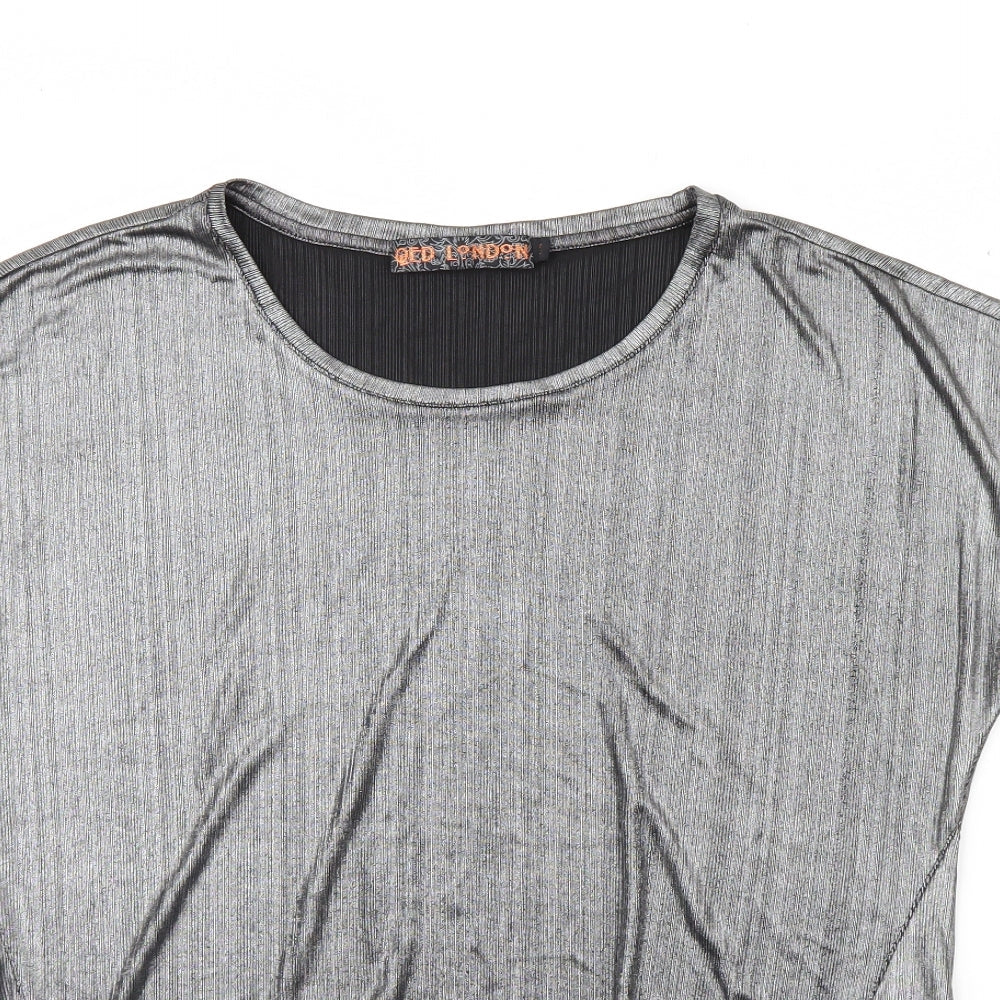 Womens UK Size S QED London Silver Basic T-Shirt