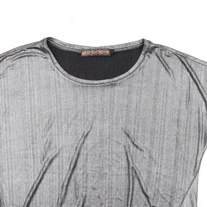 Womens UK Size S QED London Silver Basic T-Shirt