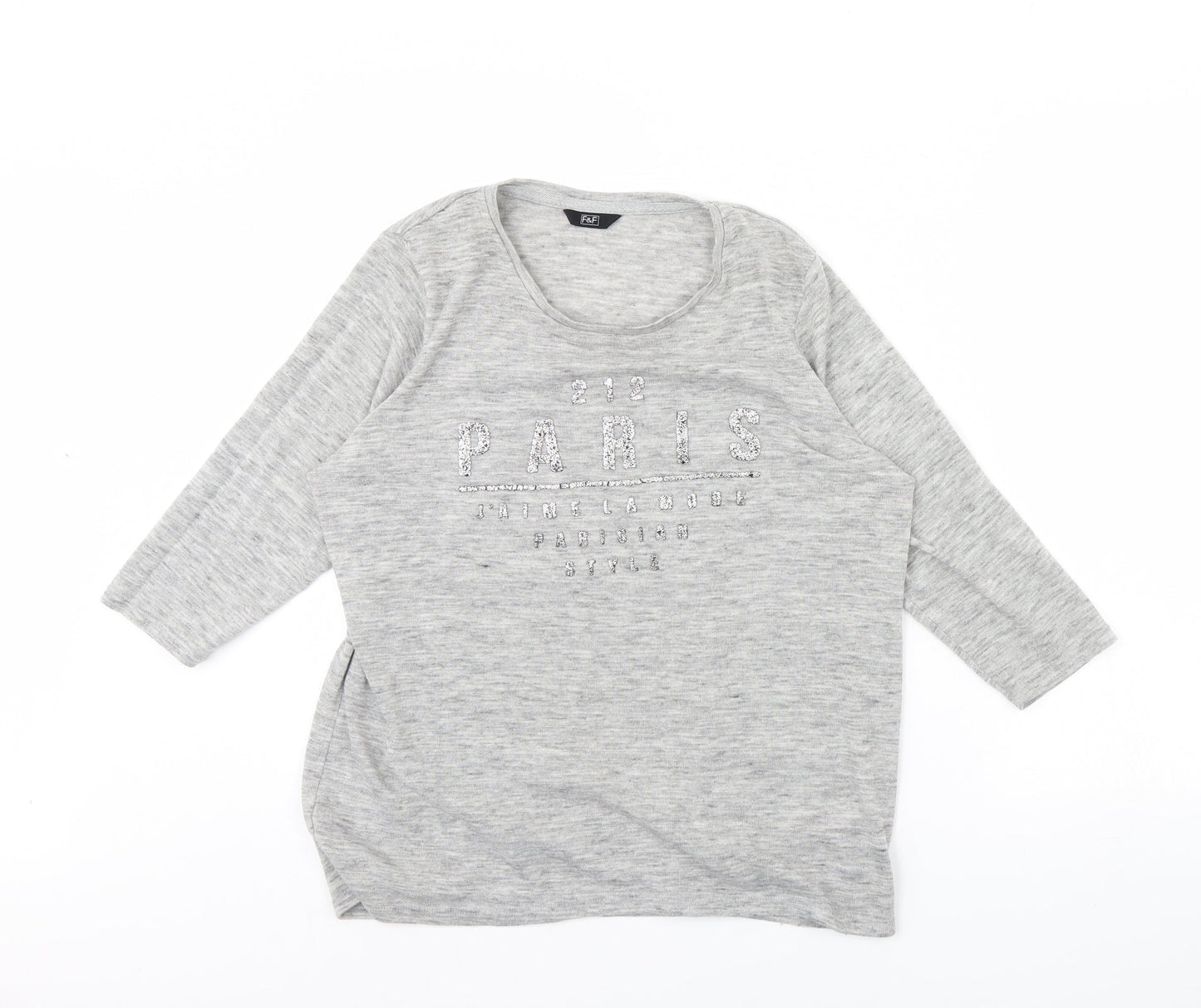 F&F Womens Grey   Pullover Jumper Size 14  - Paris