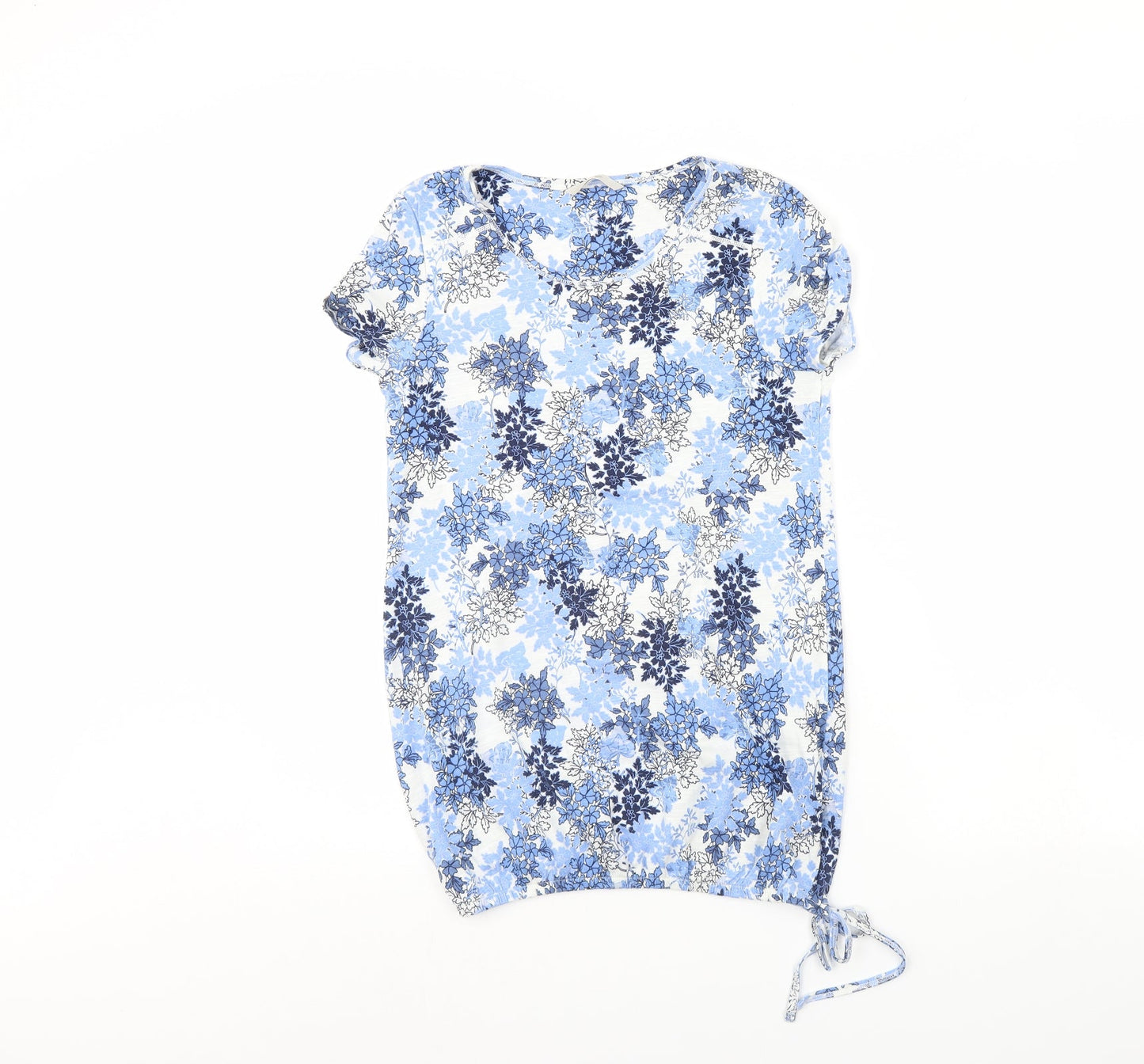 George Womens Blue Floral  Basic Blouse Size 8