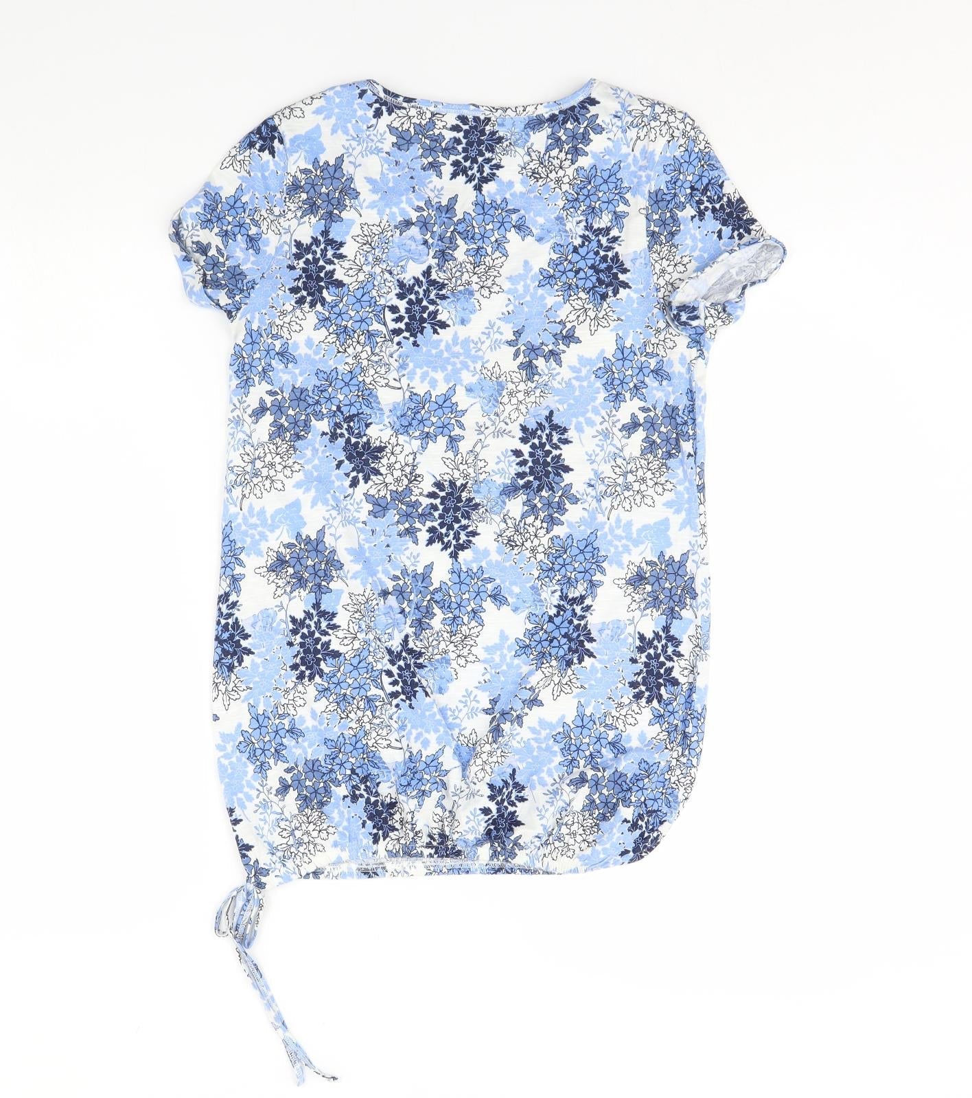 George Womens Blue Floral  Basic Blouse Size 8