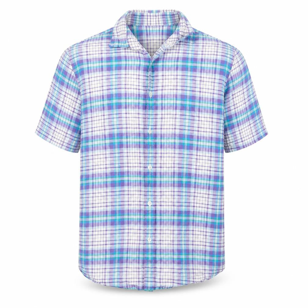 Mens UK Size L John Lewis Purple  Button-Up Short Sleeve Casual Shirt