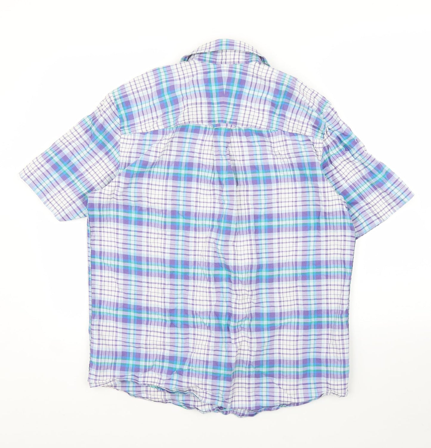 Mens UK Size L John Lewis Purple  Button-Up Short Sleeve Casual Shirt
