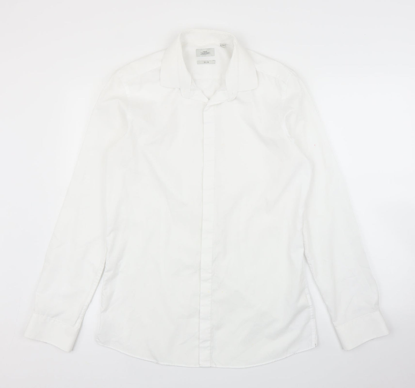 Mens UK Size 15.5 NEXT White  Button-Up Long Sleeve Casual Shirt