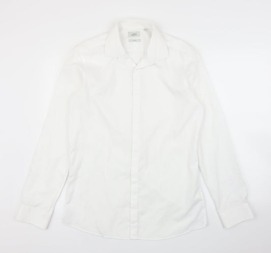 Mens UK Size 15.5 NEXT White  Button-Up Long Sleeve Casual Shirt
