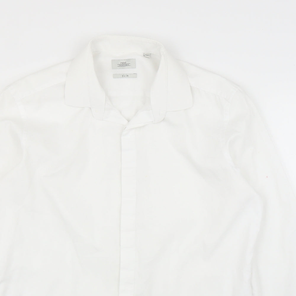 Mens UK Size 15.5 NEXT White  Button-Up Long Sleeve Casual Shirt