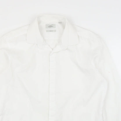 Mens UK Size 15.5 NEXT White  Button-Up Long Sleeve Casual Shirt
