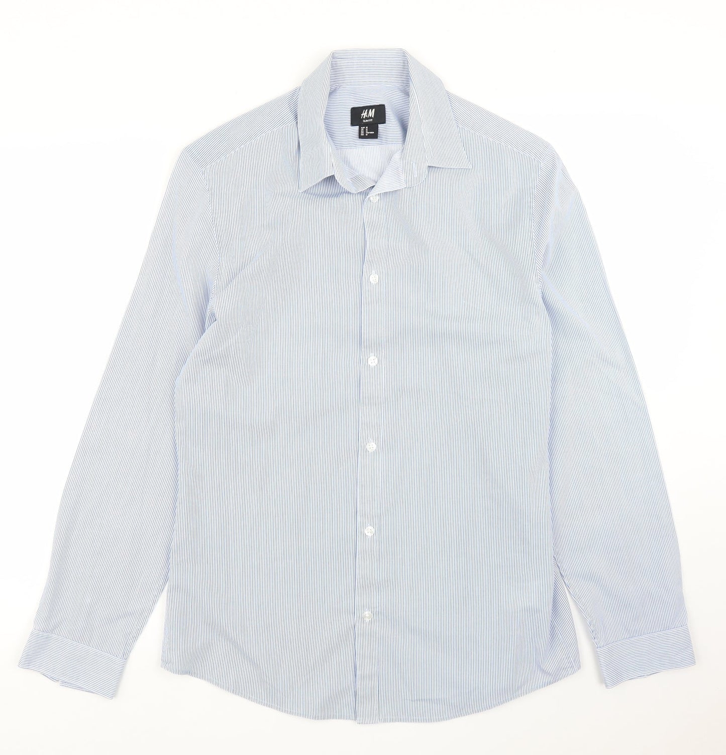 Mens UK Size M H&M Blue  Button-Up Long Sleeve Casual Shirt