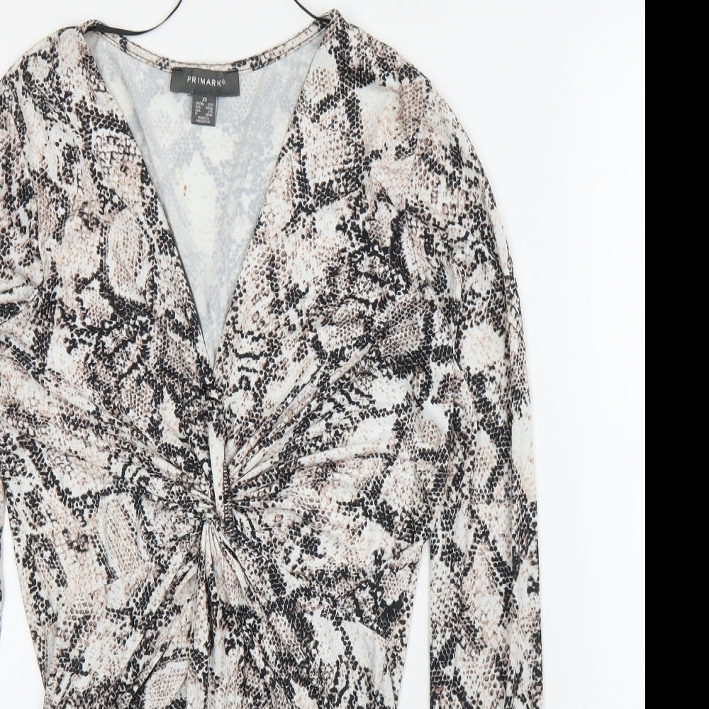 Primark Womens Beige Animal Print  Leotard One-Piece Size XS  - Snake print