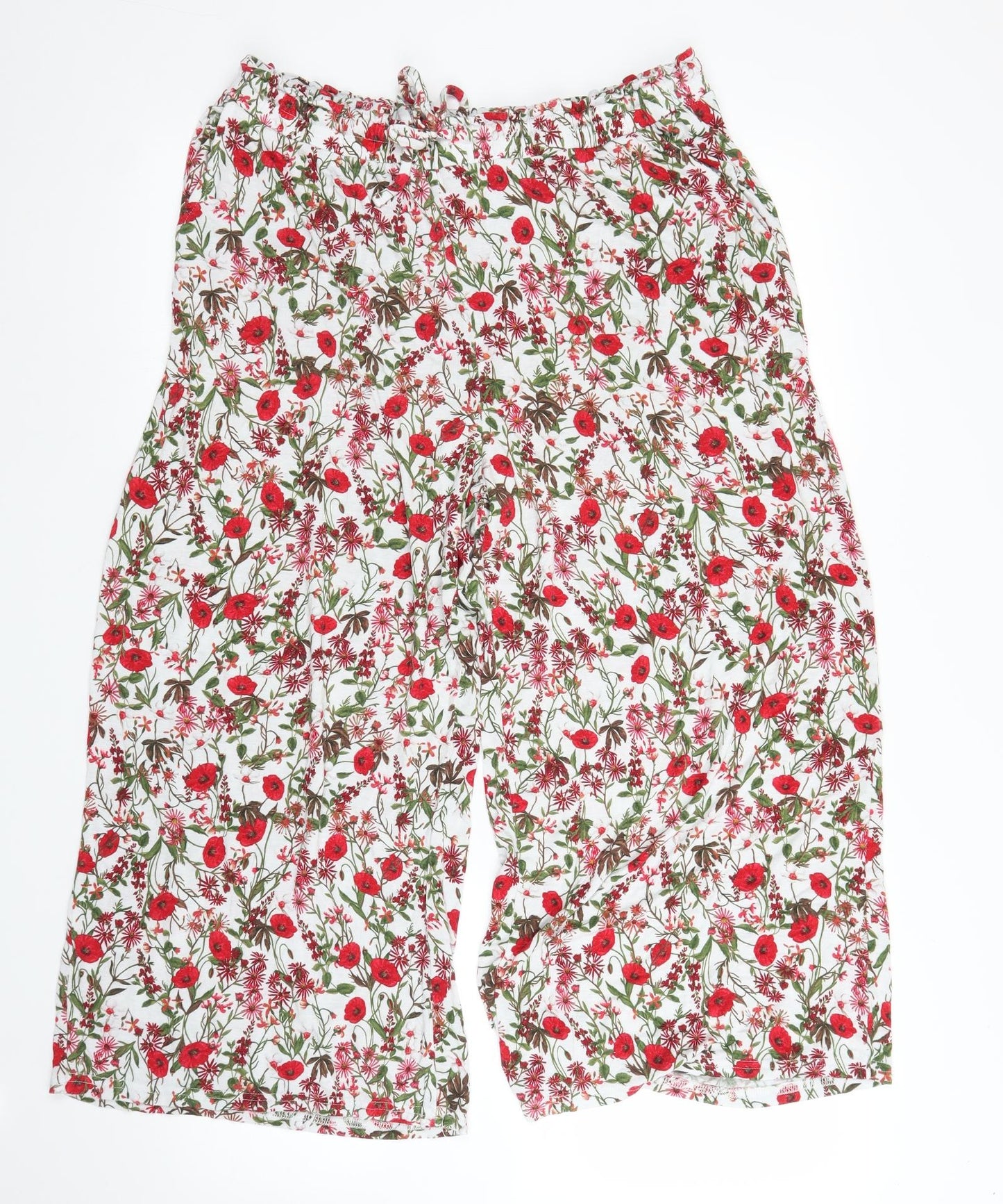 Primark Womens White Floral  Bloomer Trousers Size L