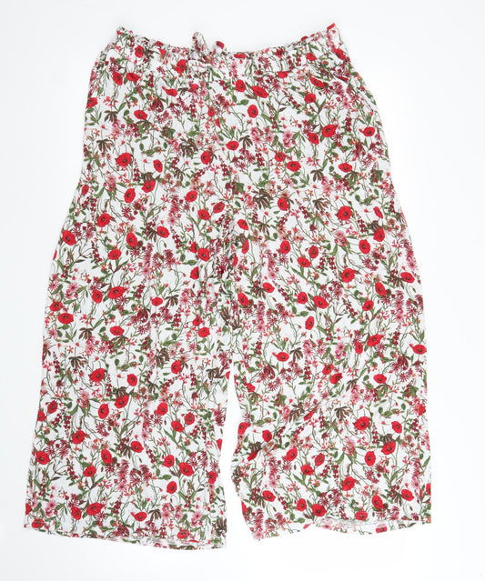 Primark Womens White Floral  Bloomer Trousers Size L
