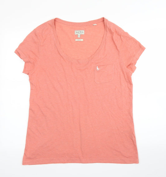 Womens UK Size 4 Jack Wills Pink Basic T-Shirt