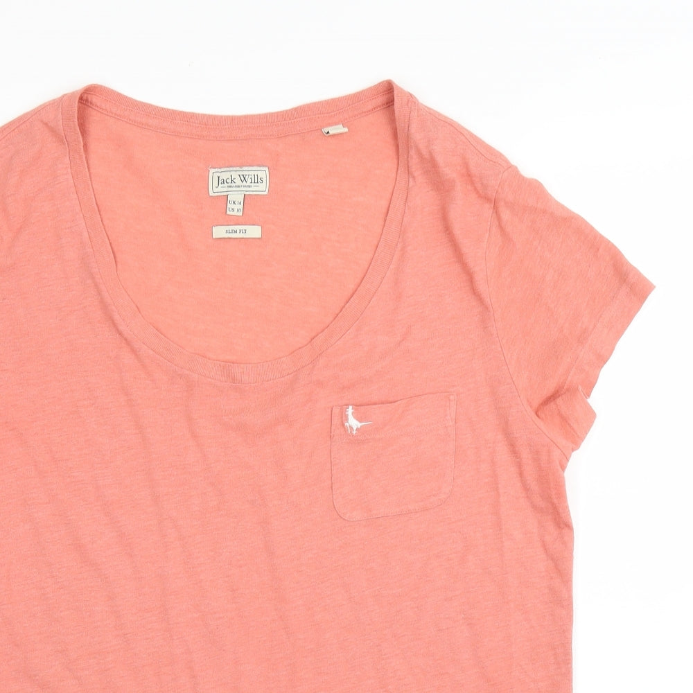 Womens UK Size 4 Jack Wills Pink Basic T-Shirt