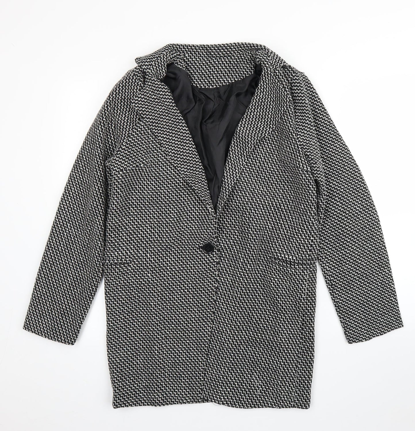 Womens UK Size M Preworn Black Overcoat
