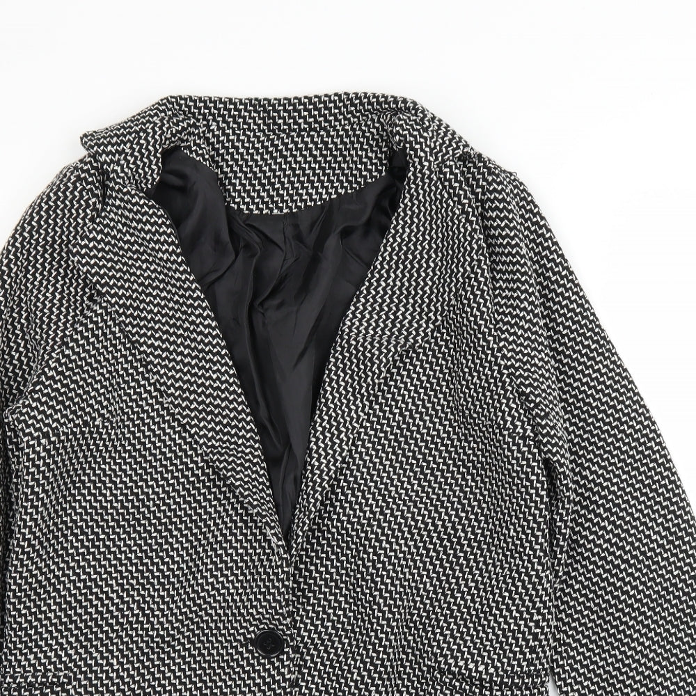 Womens UK Size M Preworn Black Overcoat