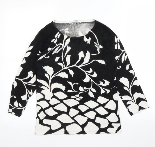 Mia Moda Womens Black Floral  Basic Blouse Size S