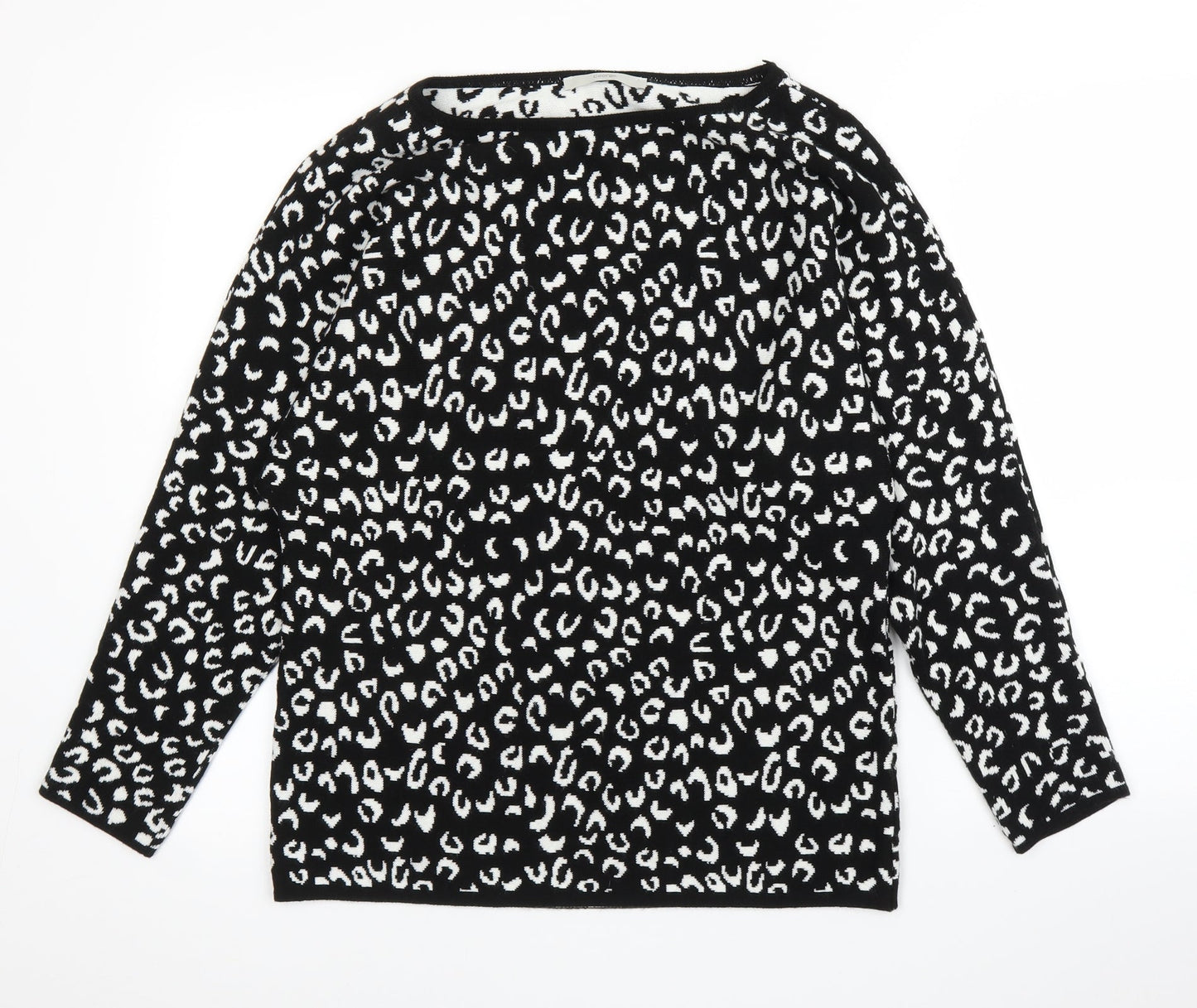 George Womens Black Animal Print  Pullover Jumper Size M