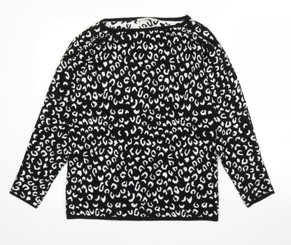 George Womens Black Animal Print  Pullover Jumper Size M