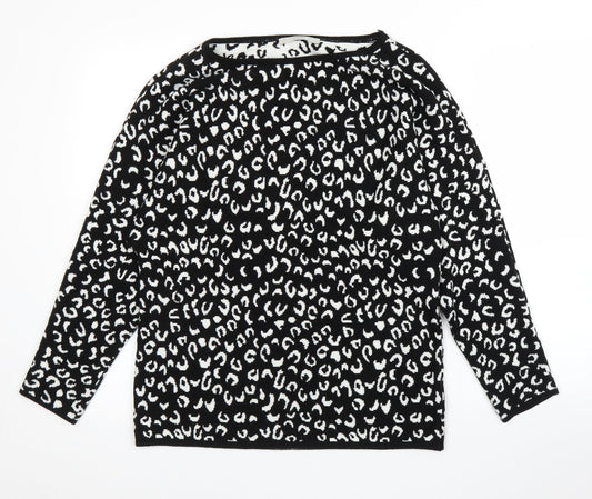 George Womens Black Animal Print  Pullover Jumper Size M