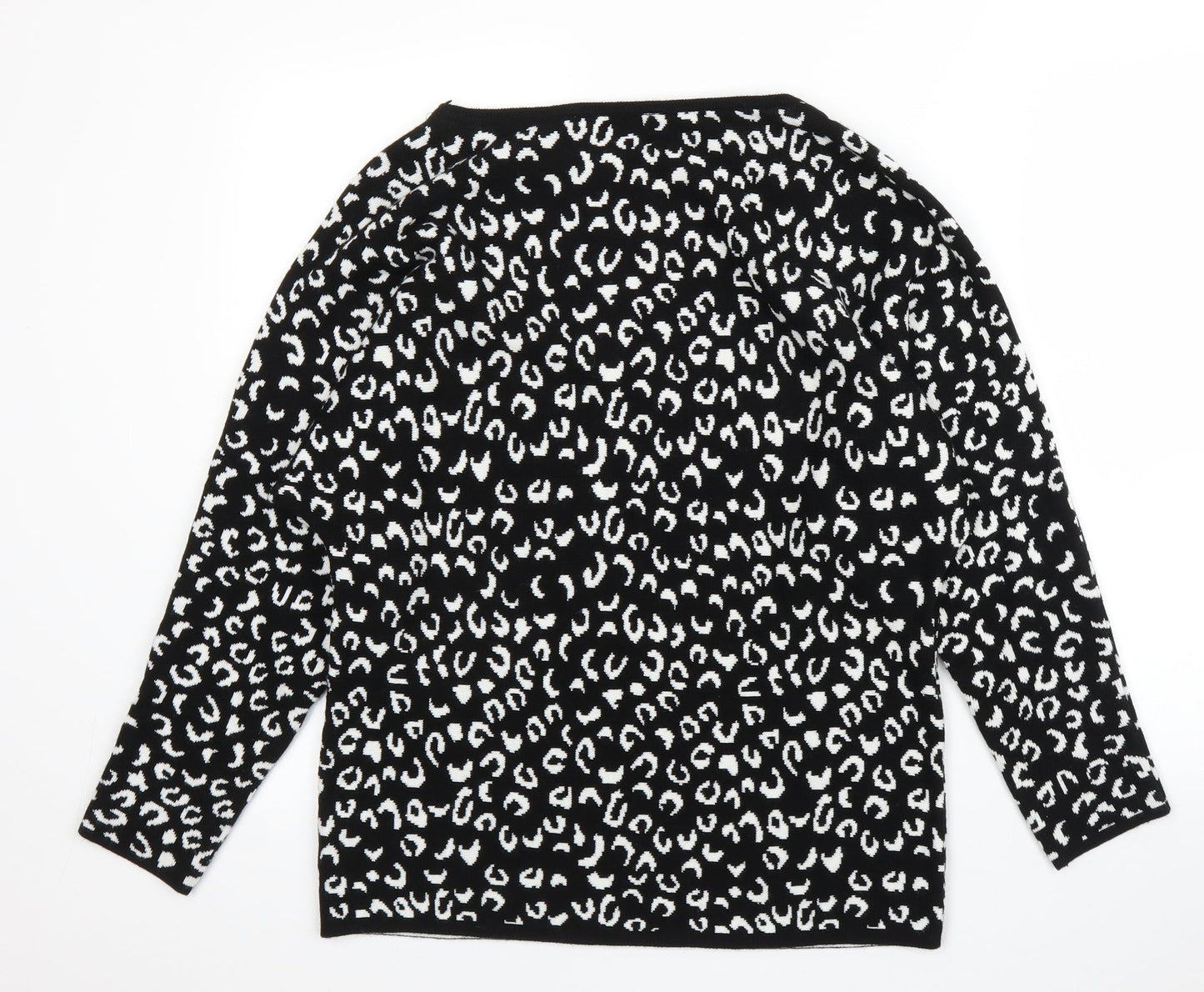 George Womens Black Animal Print  Pullover Jumper Size M
