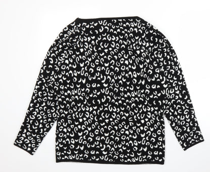 George Womens Black Animal Print  Pullover Jumper Size M