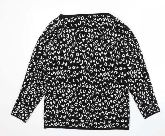 George Womens Black Animal Print  Pullover Jumper Size M