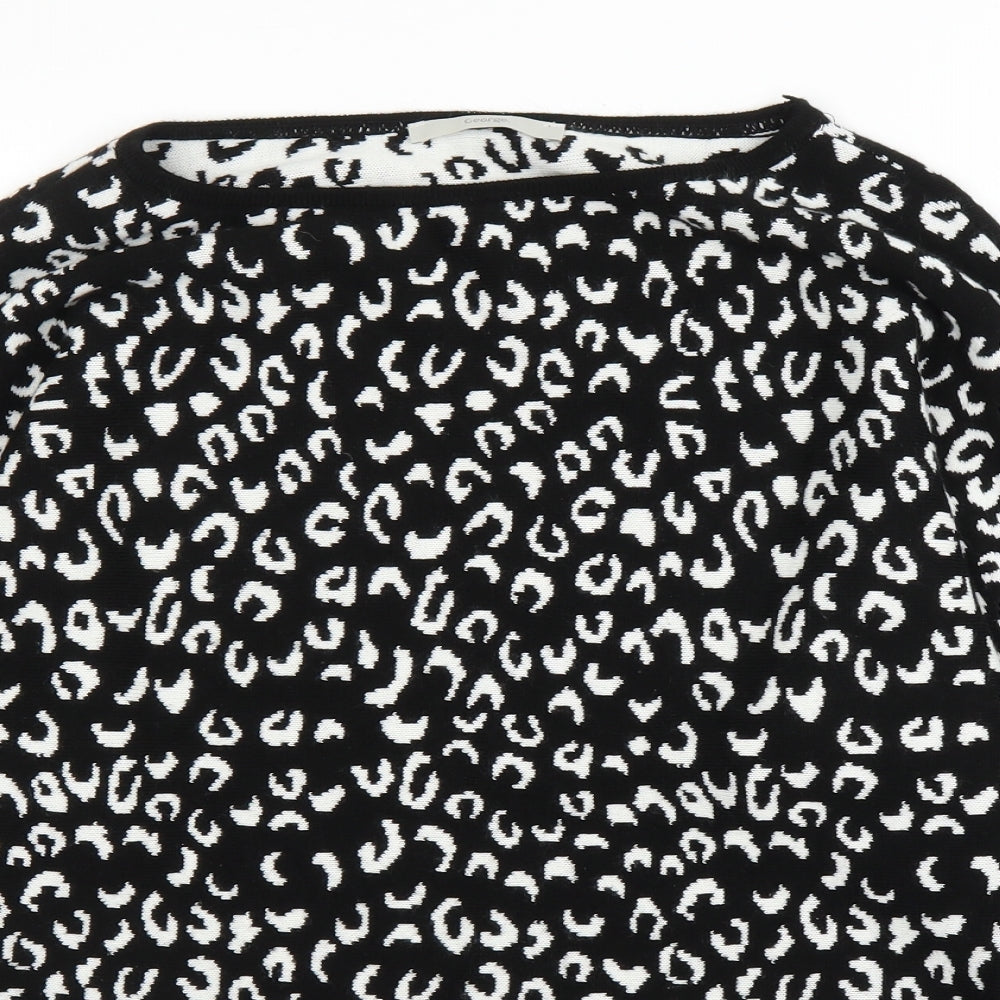 George Womens Black Animal Print  Pullover Jumper Size M