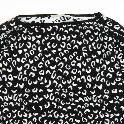 George Womens Black Animal Print  Pullover Jumper Size M