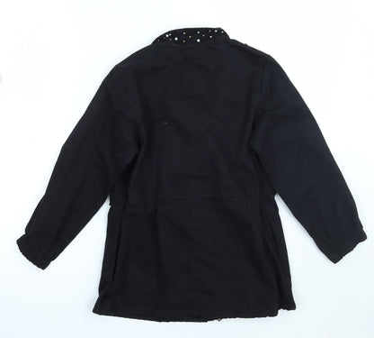 Happy star Womens Black Floral  Jacket Coat Size 8