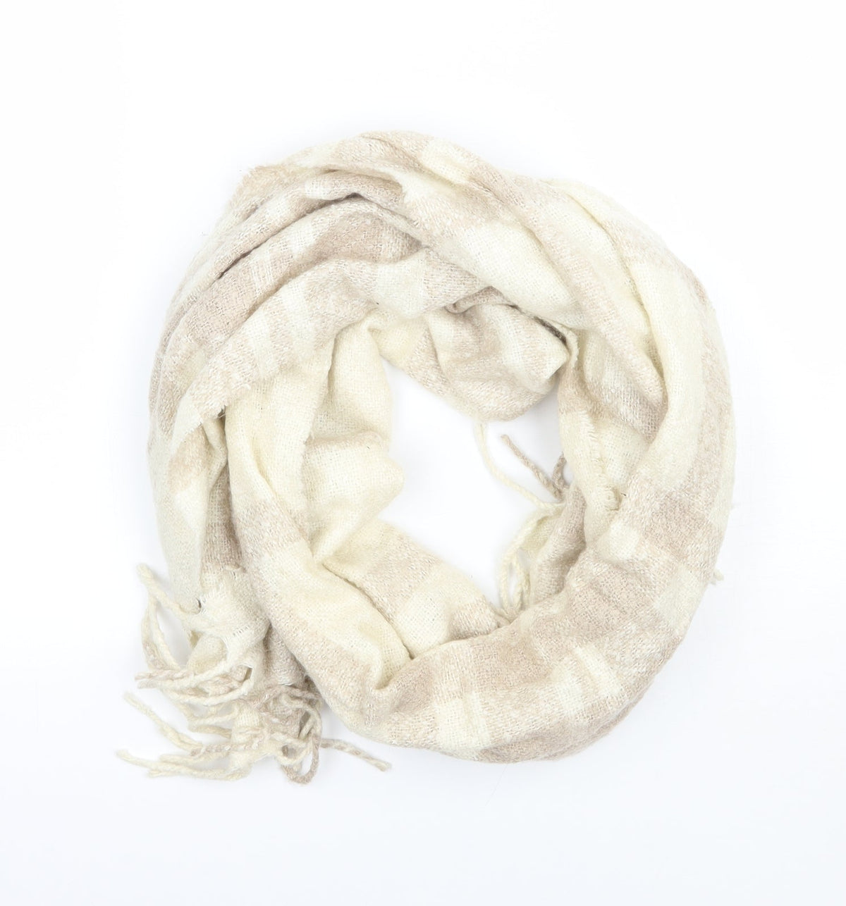 Preworn Womens Beige Check   Scarf