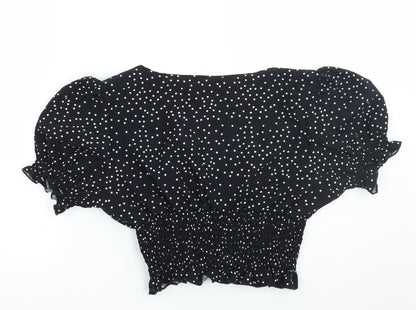 SheIn Womens Black Polka Dot  Basic Blouse Size L