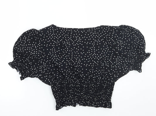 SheIn Womens Black Polka Dot  Basic Blouse Size L