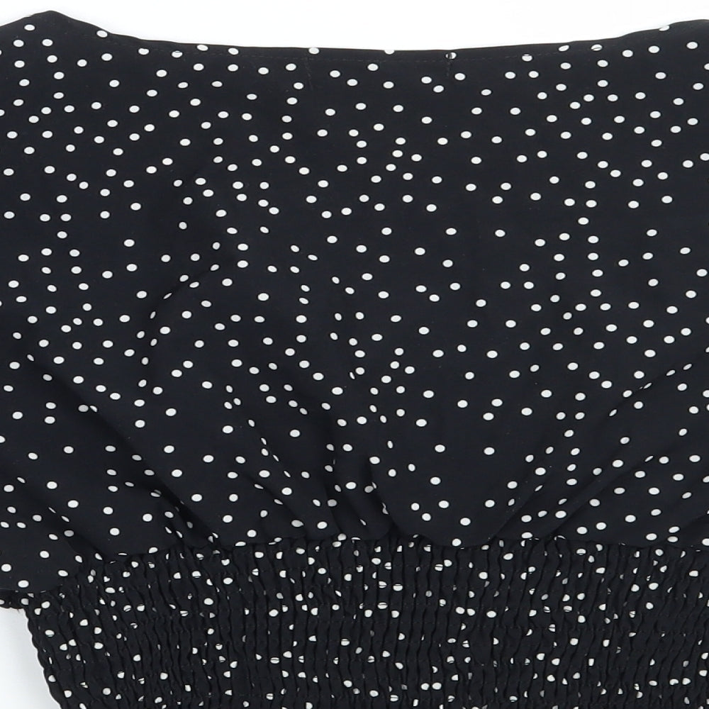 SheIn Womens Black Polka Dot  Basic Blouse Size L