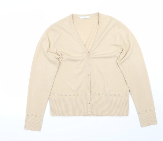 Womens UK Size 14 Marks and Spencer Beige Cardigan Jumper