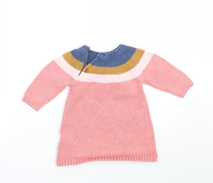 Marks and Spencer Girls Pink Striped  Jumper Dress  Size 6-9 Months