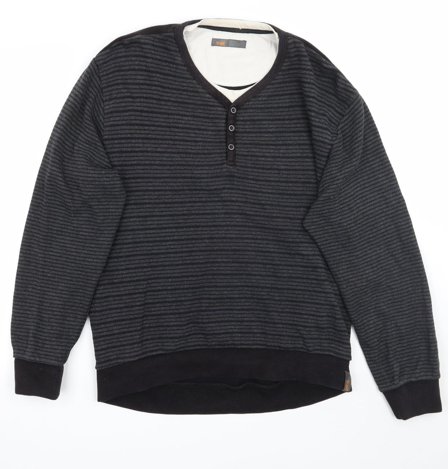 BHS Mens Grey Striped  Pullover Jumper Size L