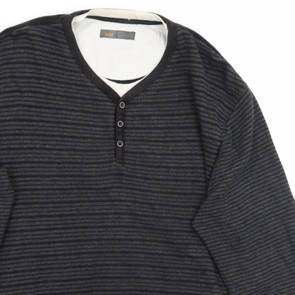 BHS Mens Grey Striped  Pullover Jumper Size L