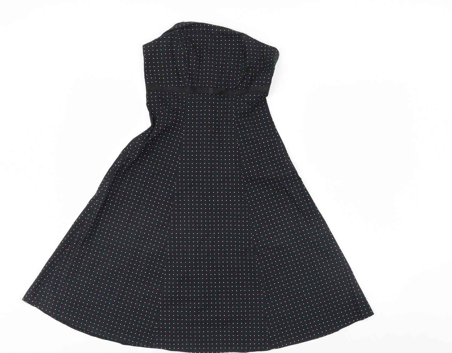New Look Womens Black Polka Dot  A-Line  Size 8