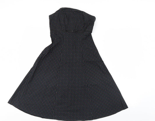 New Look Womens Black Polka Dot  A-Line  Size 8