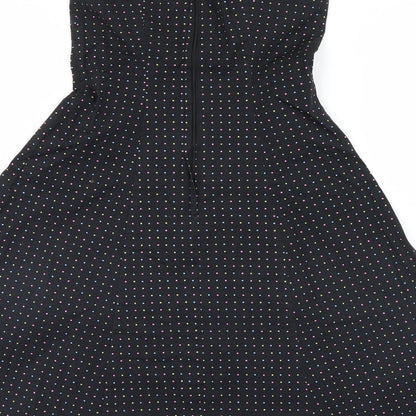 New Look Womens Black Polka Dot  A-Line  Size 8