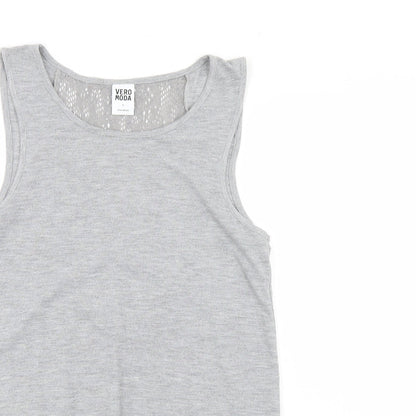 Womens UK Size S VERO MODA Grey Basic Tank