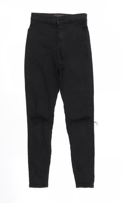 Mens UK Size S Preworn Regular Fit Straight Black Jeans