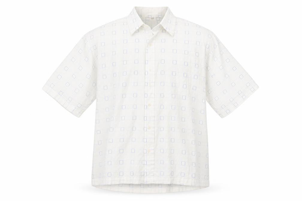 Mens UK Size L Petroleum White  Button-Up Short Sleeve Casual Shirt
