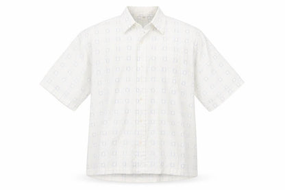 Mens UK Size L Petroleum White  Button-Up Short Sleeve Casual Shirt