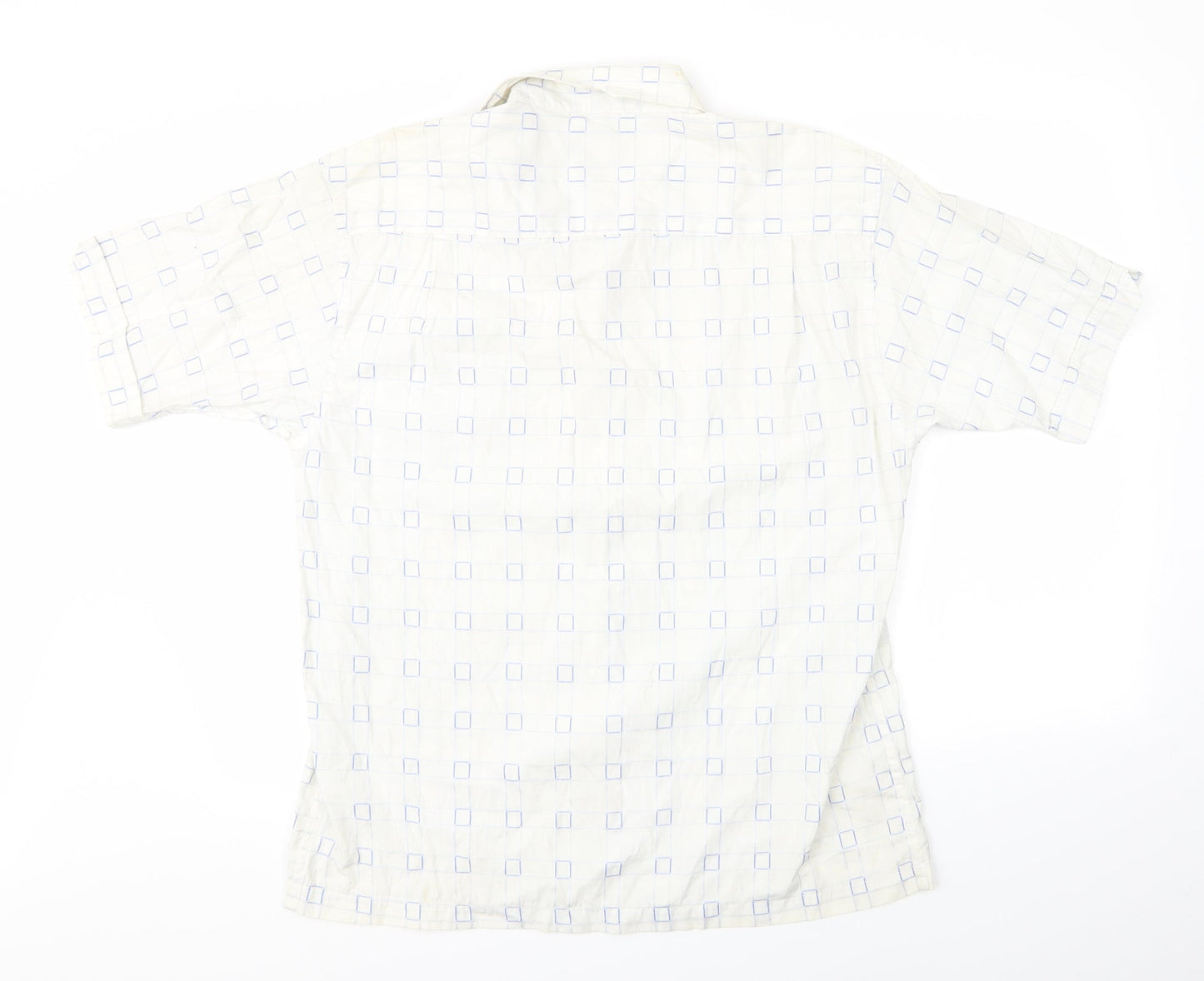 Mens UK Size L Petroleum White  Button-Up Short Sleeve Casual Shirt