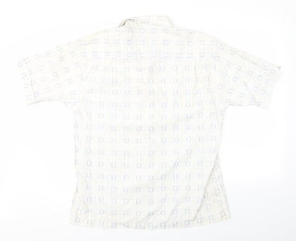 Mens UK Size L Petroleum White  Button-Up Short Sleeve Casual Shirt