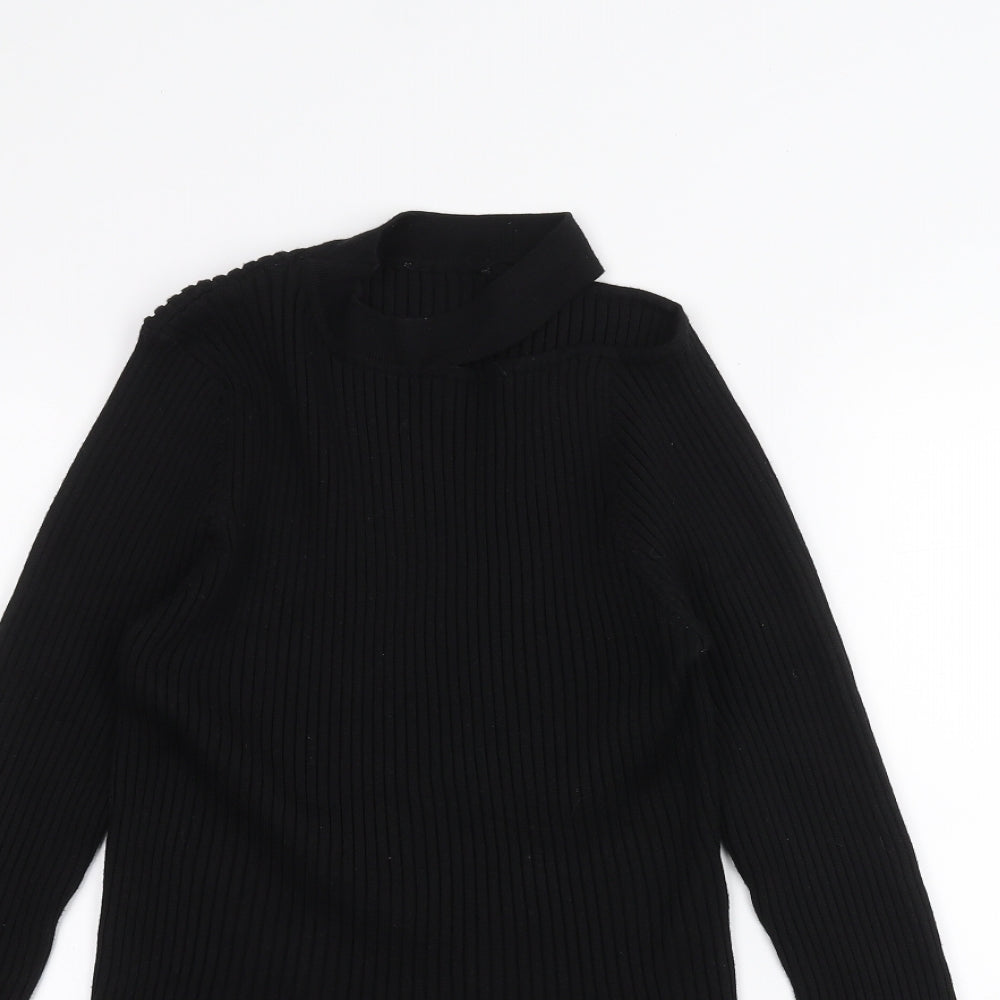 Womens UK Size M New Look Black Basic T-Shirt