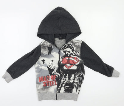 George Boys Grey   Full Zip Hoodie Size 3-4 Years  - Man of Steel